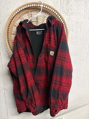 Carhartt Rugged Flex Relaxed Fit Flannel Fleece Lined Hooded Shirt 2xl
